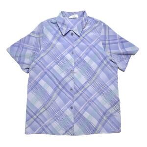 Clandestine Vintage Plaid Button Up Shirt Multicolor Cross Hatch Women's 12